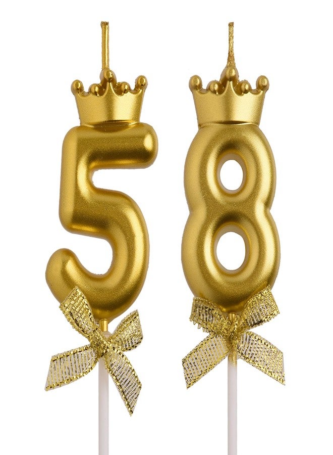 AOOLADA 58th 85th Birthday Candles, Gold 85 58 Year Old Cake Topper Number Birthday Candles, Birthday Party Decorations Gifts for Women Men - Image 1